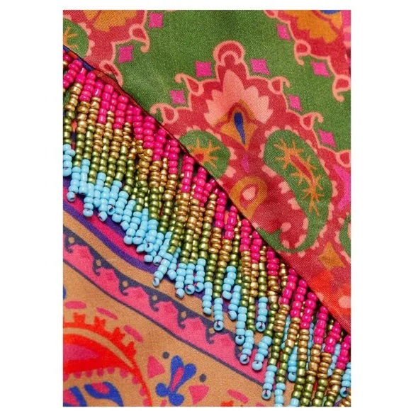 Farm Rio Colorful Bandana Tie Waist Midi dress size L - Picture 7 of 11